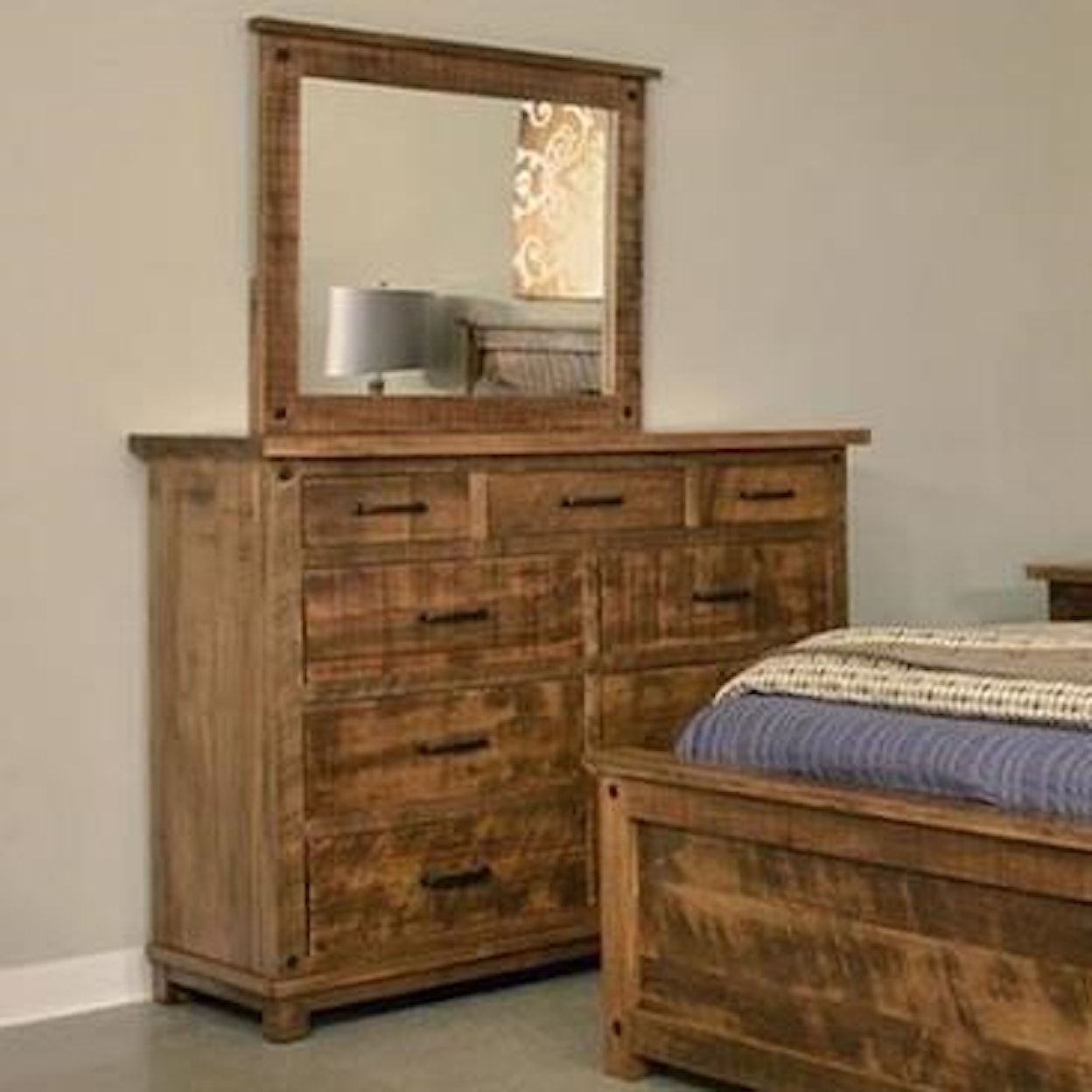 Ruff Sawn Adirondack Dresser and Mirror Set