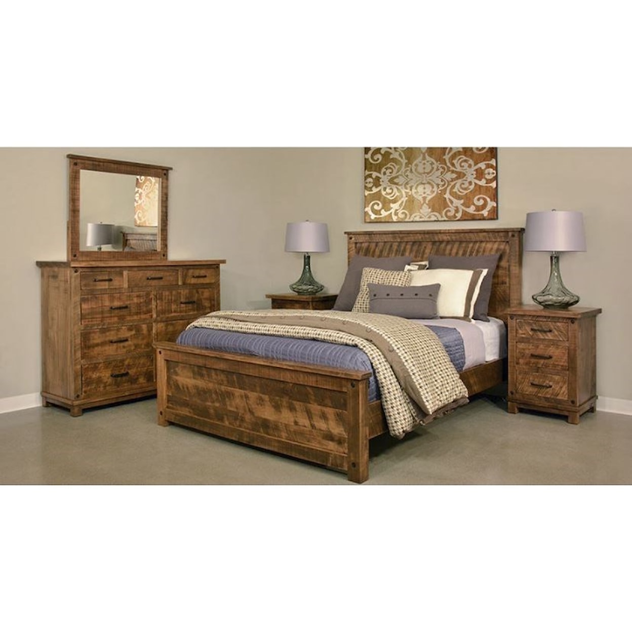 Ruff Sawn Adirondack Dresser and Mirror Set