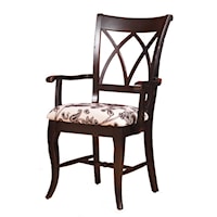Dining Arm Chair with Lattice Backrest and Turned Stretcher