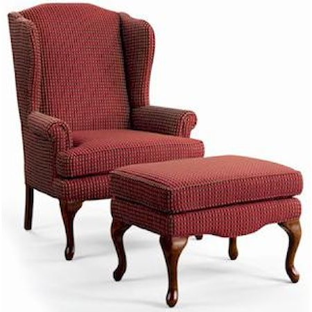 Queen Anne Wing Chair and Ottoman