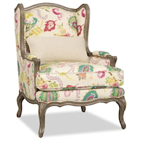 Traditional Exposed-Wood Wing Chair