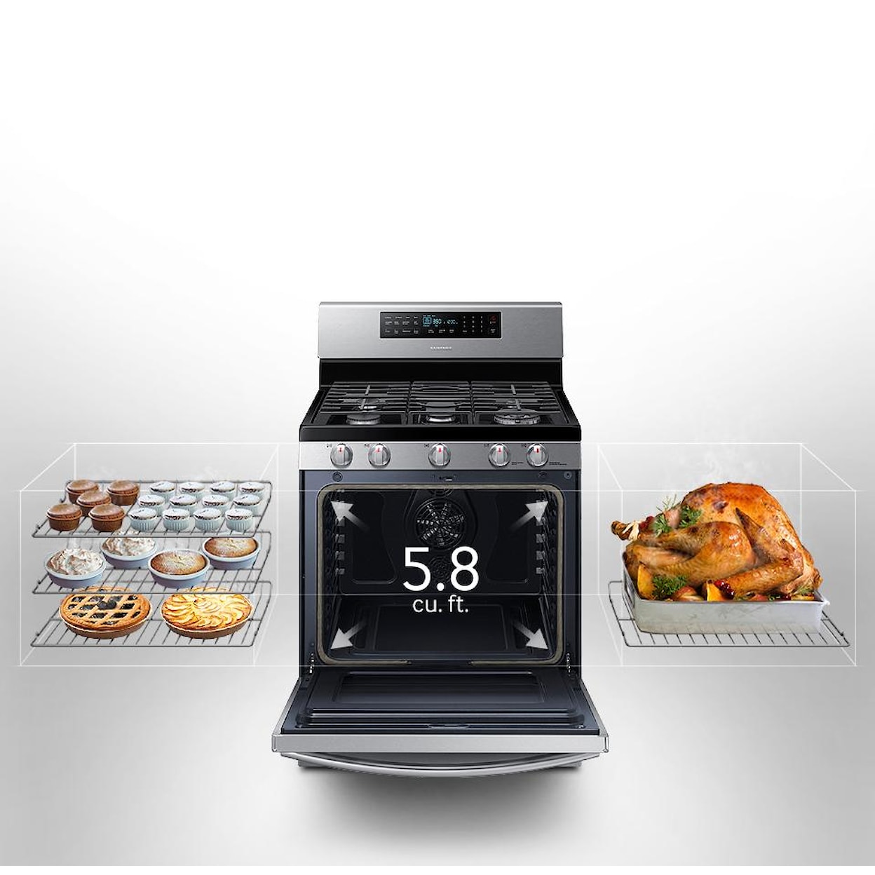 Samsung Appliances Gas Ranges 5.8 cu. ft. Capacity Convection Range