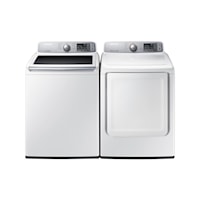 4.5 cu. ft. Capacity Top Load Washer and 7.4 cu. ft. Capacity Electric Front Load Dryer