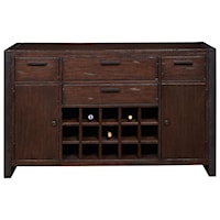 4 Drawer Server with Wine Rack