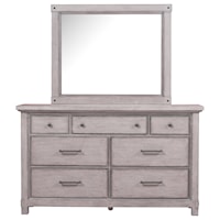 7 Drawer Dresser and Mirror with Bolt Head Accent Combo