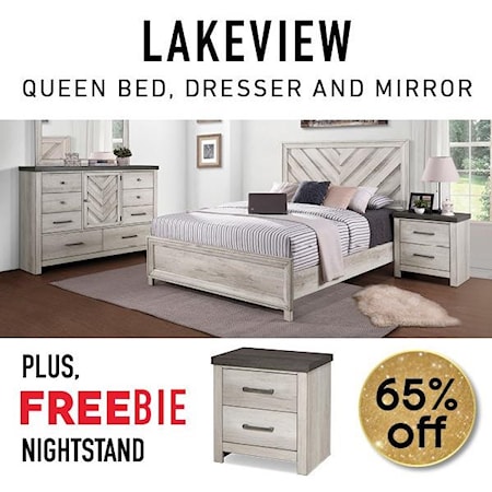 Lakeview Queen Bed Set with Freebie!