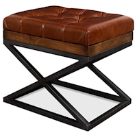 Leather Cushion Bench with Tufted Leather Top