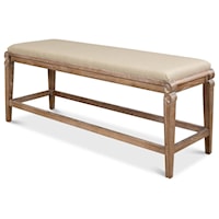 Smith Building Parlor Bench with a Beige Linen Fabric Top