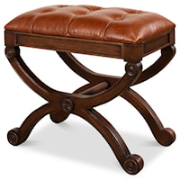 Empire Stool with Tufted Leather Top