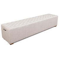 The 6 Foot Bench in a Tufted Beige Linen Fabric