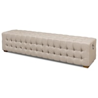 Beam Bench in a Tufted Beige Linen Fabric