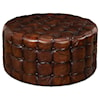 Sarreid Ltd Benches, Stools and Ottomans Leather Tufted Ottoman