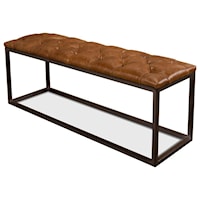 Cologne Long Stool with a Cuba Brown Tufted Leather Top