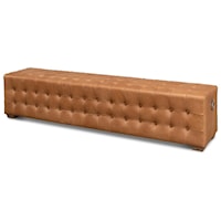 Beam Bench in a Tufted Light Brown Leather