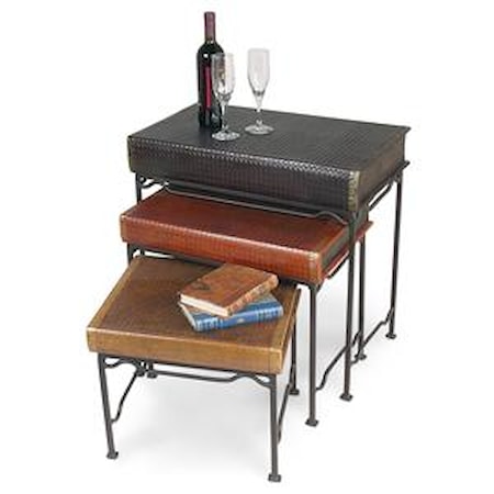 3-Piece Embossed Books Nest Tables