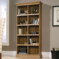 Tall Bookcase with 10 Cubbyhole Shelves and Metal Label Holders 