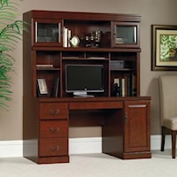 Traditional Classic Cherry Computer Credenza with Hutch