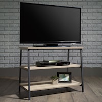 Metal TV Stand with 2 Rustic-Look Open Shelves