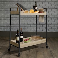 Metal Cart with Rustic-Look Shelves