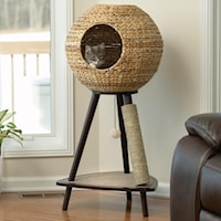 Wicker Natural Sphere Cat Tower with Cushion