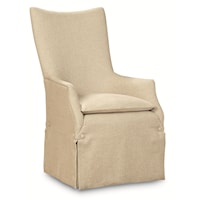 "Watch My Back" Upholstered Dining Arm Chair with Skirted Caster Base