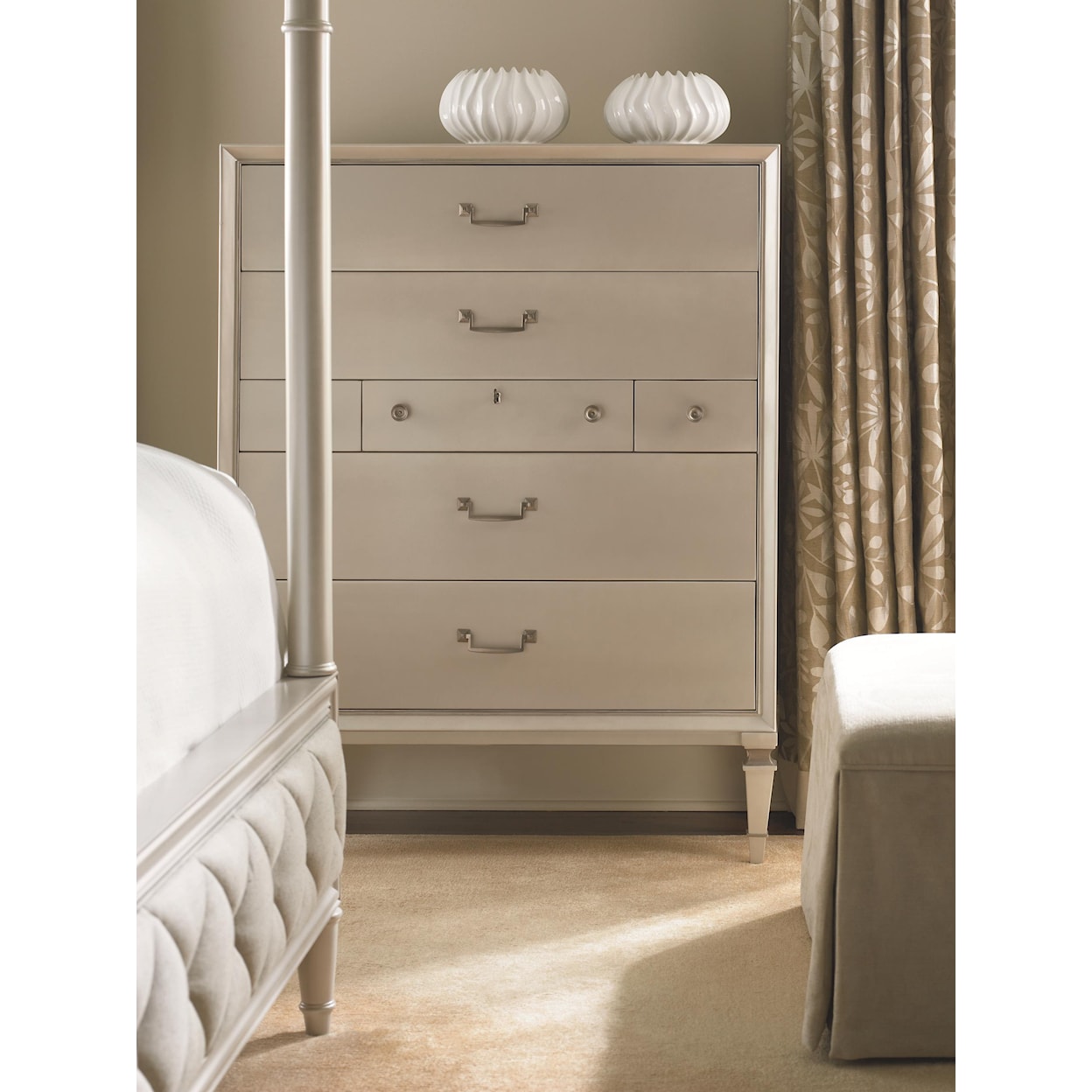 Caracole New Traditional  "Pearly White" Drawer Chest