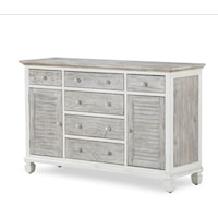 Two-Tone Dresser with 6 Drawer and 2 Doors