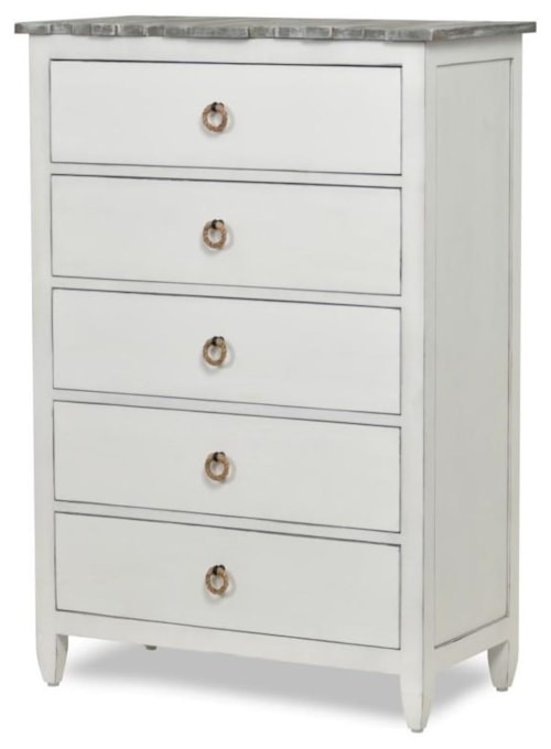 Coastal Picket Fence 5-Drawer Bedroom Chest - Gray