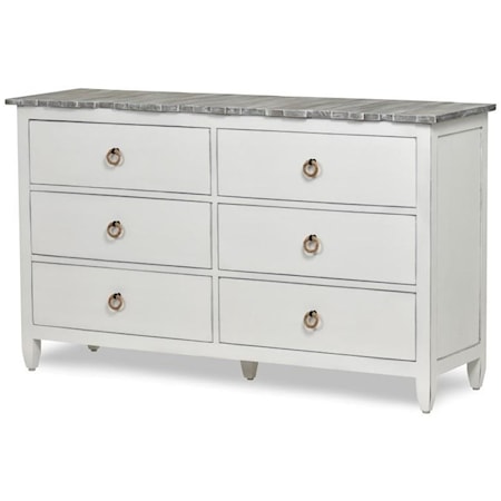 Grey/Blanc 6 Drawer Dresser | Picket Fence