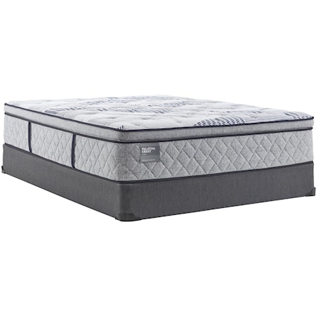 Cal King 14" Plush Pillow Top Individually Wrapped Coil Mattress and 5" Low Profile Foundation