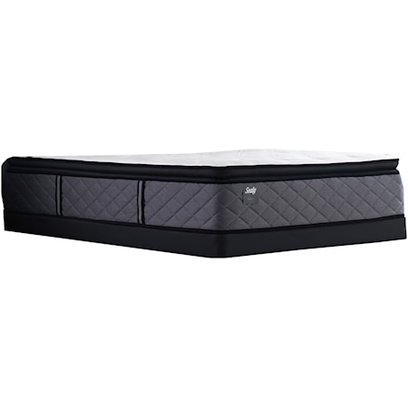 Cal King 15" Plush Euro Pillow Top Pocketed Coil Mattress and Low Profile StableSupport Foundation