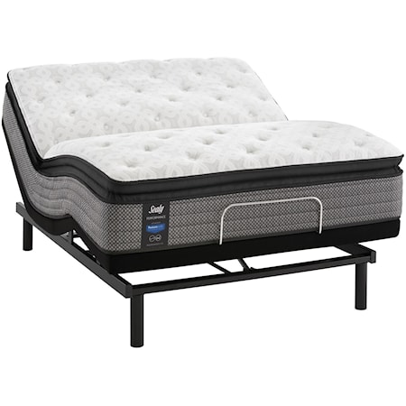 King 12" Plush Faux Pillow Top Encased Coil Mattress and 2pc Horizontal King Ergomotion Pro Tract Extend Power Base