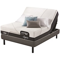 King 12 1/2" Firm Hybrid Mattress and 1 Pc Divided King Motion Essentials IV Adjustable Base