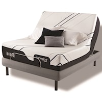 King 12 1/2" Plush Memory Foam Mattress and One Pc Divided King Motion Perfect IV Adjustable Base