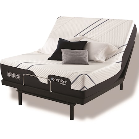 King 12 1/2" Plush Memory Foam Mattress and One Pc Divided King Motion Essentials IV Adjustable Base