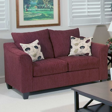 Casual Upholstered Love Seat with Flare Tapered Arms