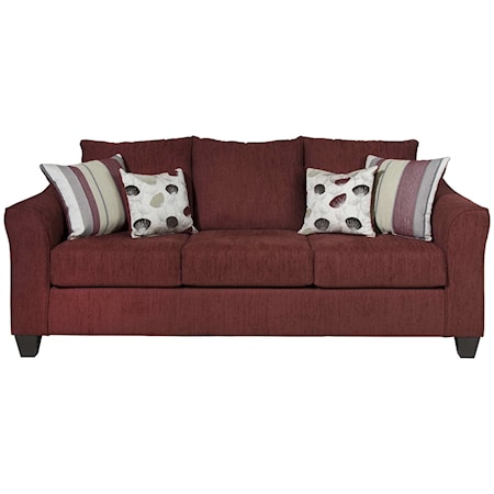 Casual Upholstered Sofa with Flare Tapered Arms