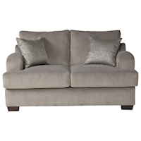 Transitional Loveseat with Block Feet