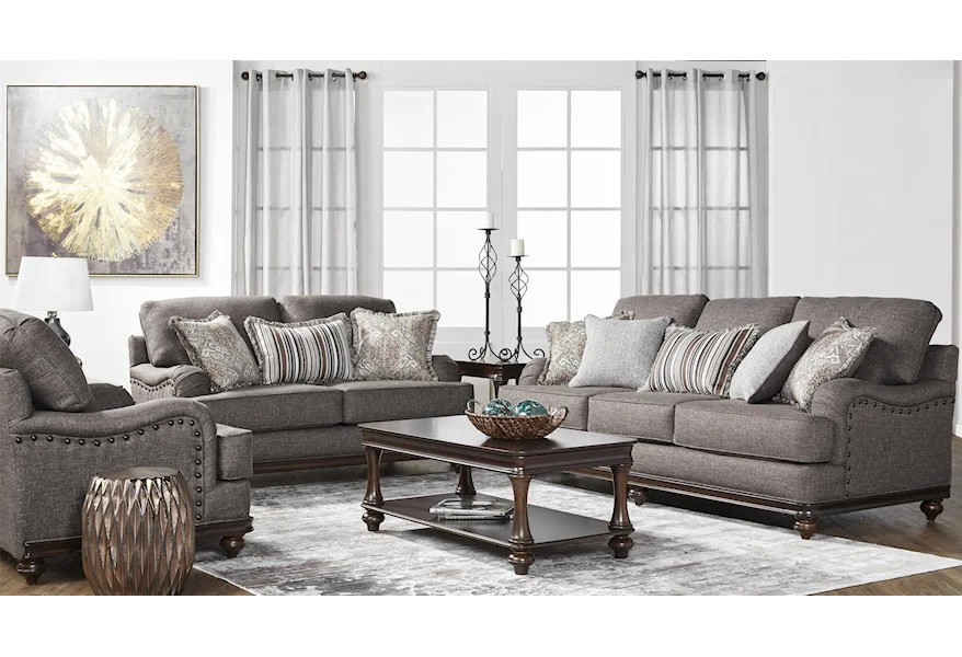 17200 Phineas Driftwood 4 Piece Living Room Group w/ Sofa, Loveseat, by Serta Upholstery by Hughes Furniture at Schewels Home