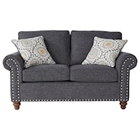 Traditional Rolled Arm Loveseat with Nailhead Trim