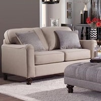 Transitional Loveseat with Turned Legs