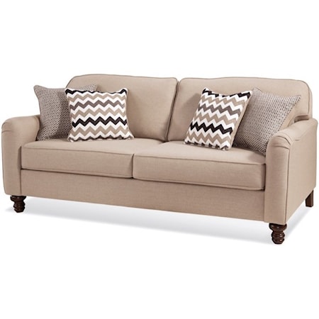 Transitional Sofa with Turned Feet