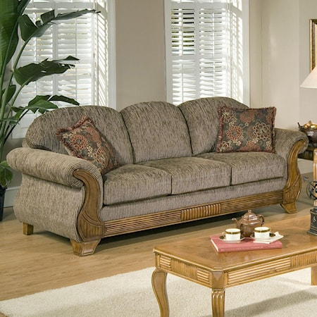 Traditional Sofa with Classic Wood Face Accents