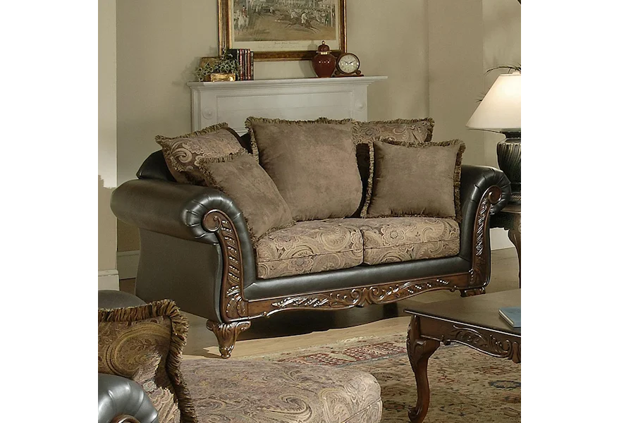 7685 Wood Face Love Seat by Serta Upholstery by Hughes Furniture at Rooms for Less