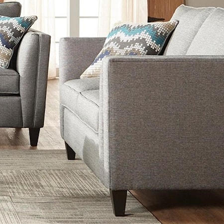 Contemporary Stationary Loveseat with Accent Welt
