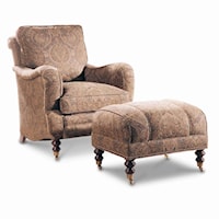 Semi-Attached Back Chair & Ottoman with Casters