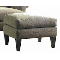 Double Layered Lounge Ottoman with Tapered Wood Legs
