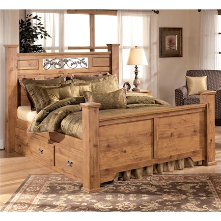 Queen Poster Bed with Storage