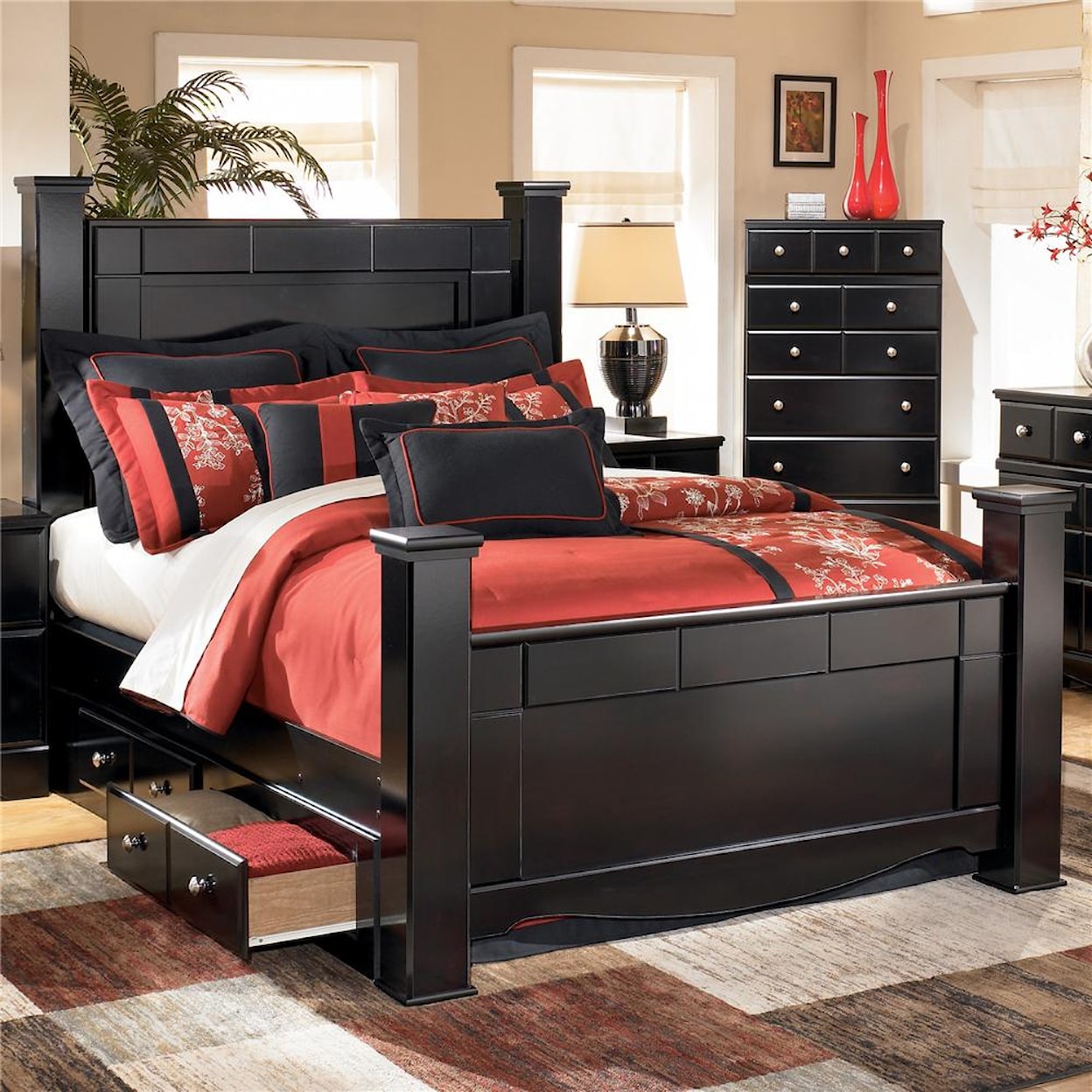 Ashley Furniture Signature Design Shay B271 Queen Poster Bed with Underbed Storage