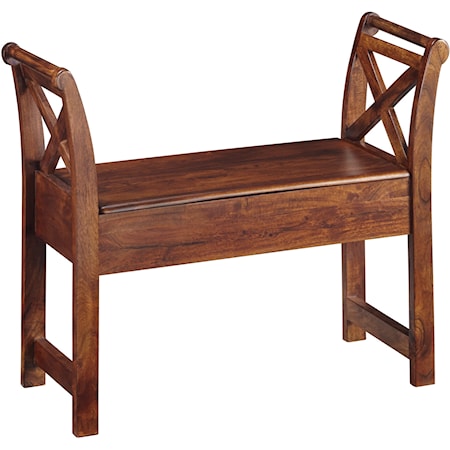 Acacia Solid Wood Accent Bench with Storage